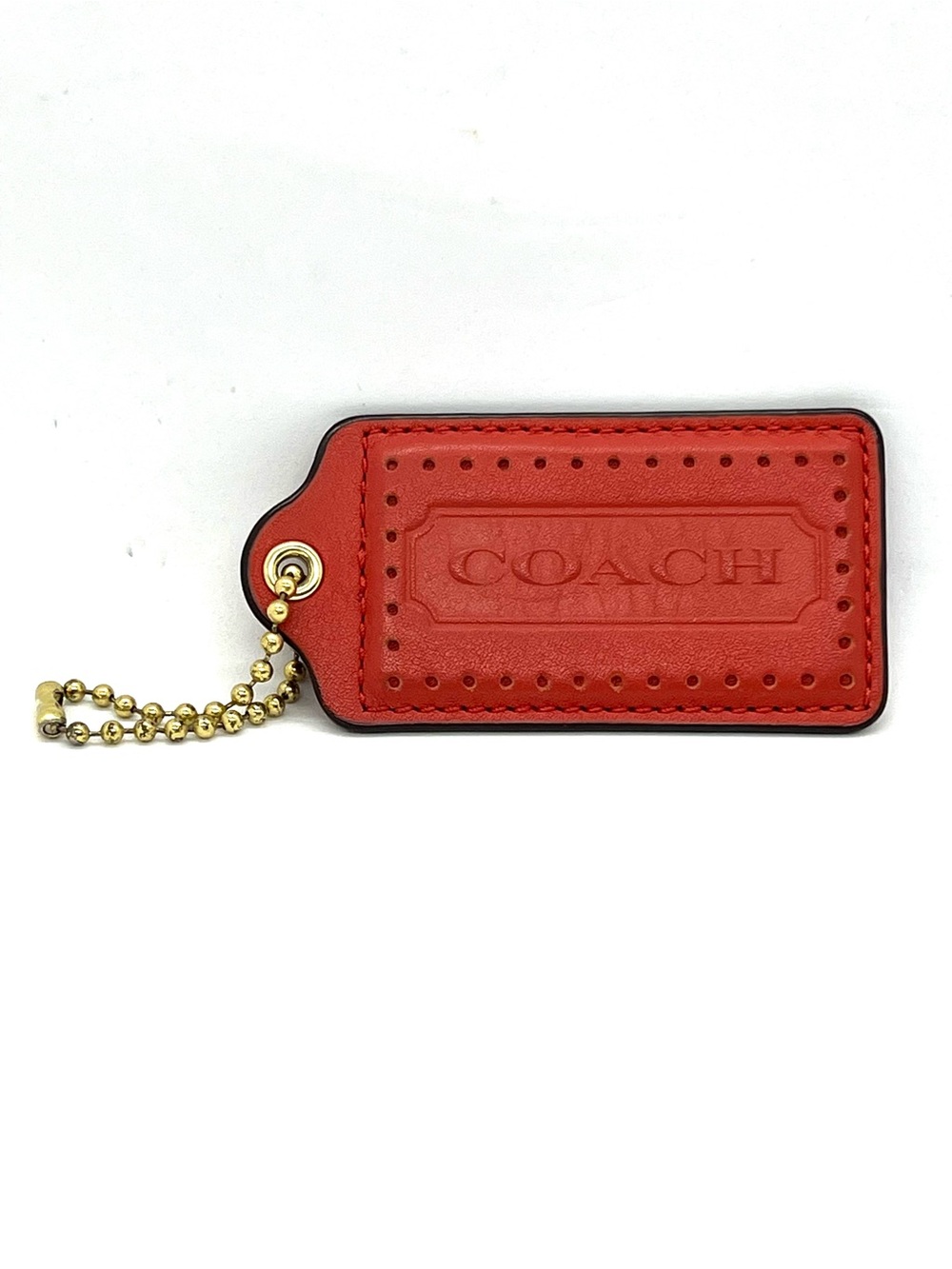 Vintage Coach Oversized Vermillion Pebbled Leather Hang Tag Key Fob